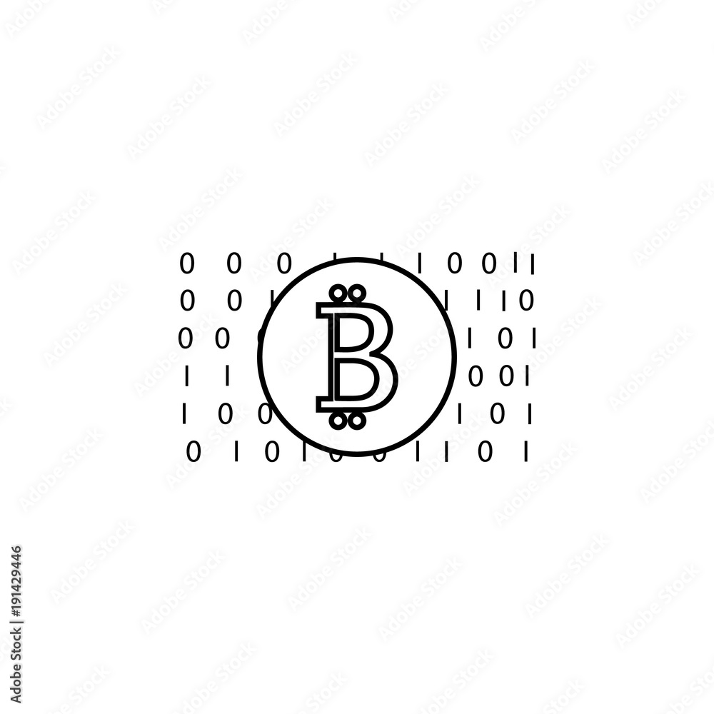 Poster bit coin icon. element of crypto currency for mobile concept and web apps. thin line icon for websit
