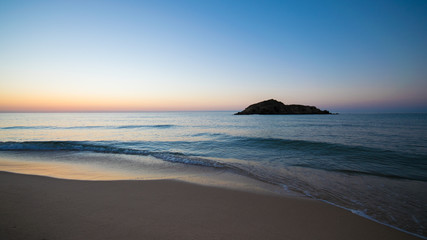 Su Giudeu island at sunrise, Chia, Sardinia.