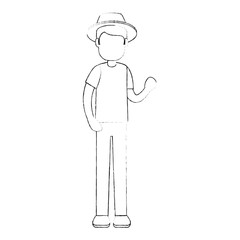 man gardener with hat avatar character vector illustration design