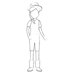 woman gardener hat avatar character vector illustration design