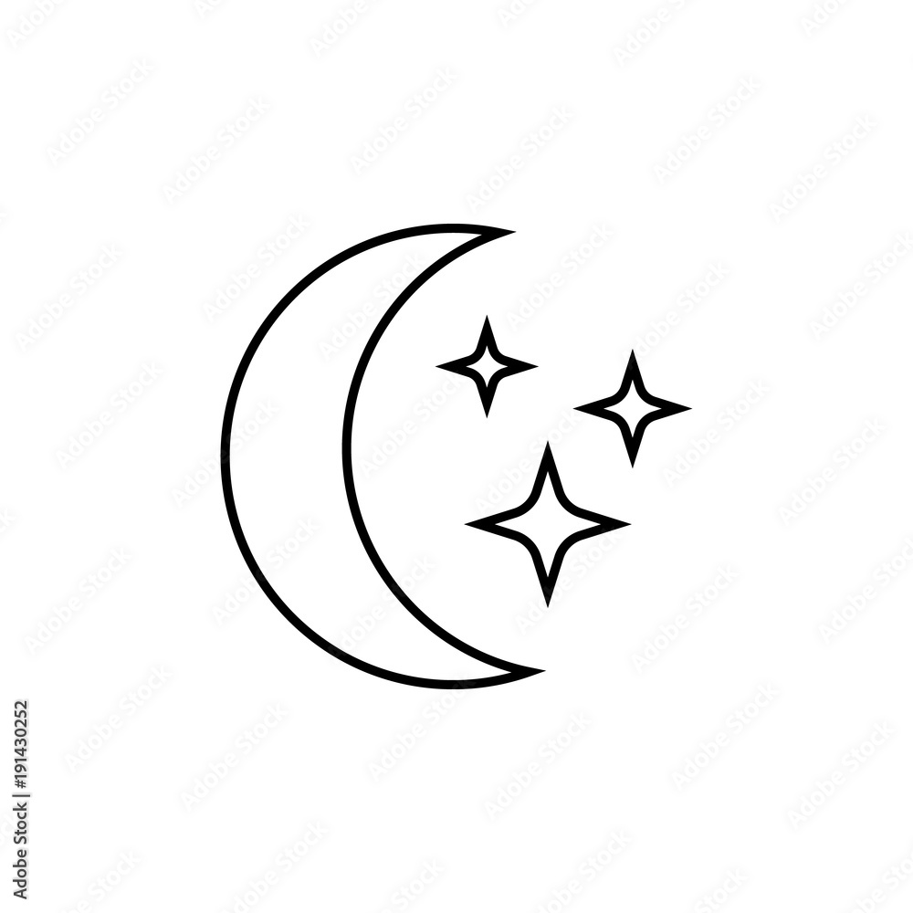 Poster moon and stars icon. element for mobile concept and web apps. thin line icon for website design and 