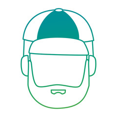 young man head avatar character vector illustration design