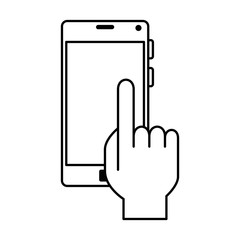 hand user with smartphone device isolated icon vector illustration design