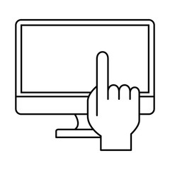 monitor computer with hand user vector illustration design