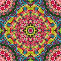 festival art seamless mandala pattern. Ethnic geometric print. Colorful frame background