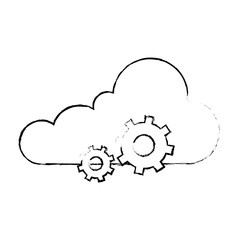 cloud computing with gears vector illustration design