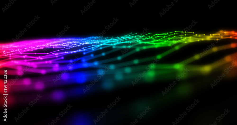 Aufkleber colorful dots and lines connection on abstract technology background.