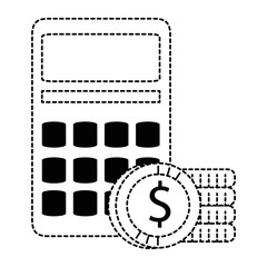calculator math with coins vector illustration design
