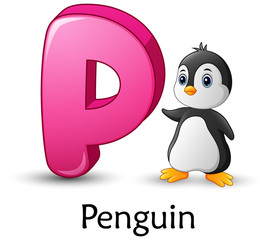 Letter P is for Penguin cartoon alphabet
