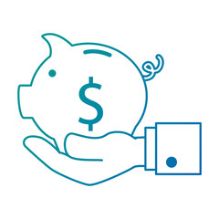 hand with piggy savings vector illustration design