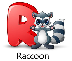 Letter R is for Raccoon cartoon alphabet