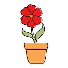 beautiful flower in pot vector illustration design