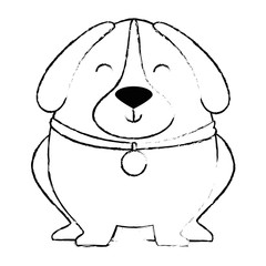 cute dog with necklace vector illustration design