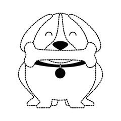 cute dog with bone vector illustration design
