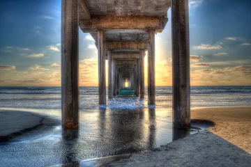 Photo sur Plexiglas Chambre à coucher Scripps Pier Coucher du soleil à La Jolla - San Diego, Californie
