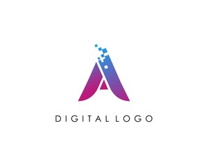 digital logo icon. letter A logo
