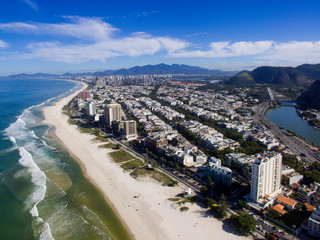 Drone photo of Barra da Tijuca beach, Rio de Janeiro, Brazil.