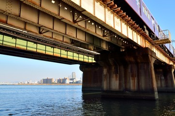 大阪　淀川の鉄橋　