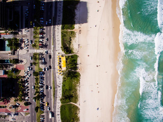 Drone photo of Barra da Tijuca beach, Rio de Janeiro, Brazil.