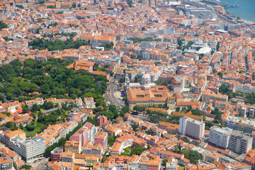 Fototapeta na wymiar The air view of historic part of Lisbon. Lapa district. Lisbon. Portugal