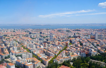 Fototapeta na wymiar The bird's eye view of the central Lisbon. Portugal