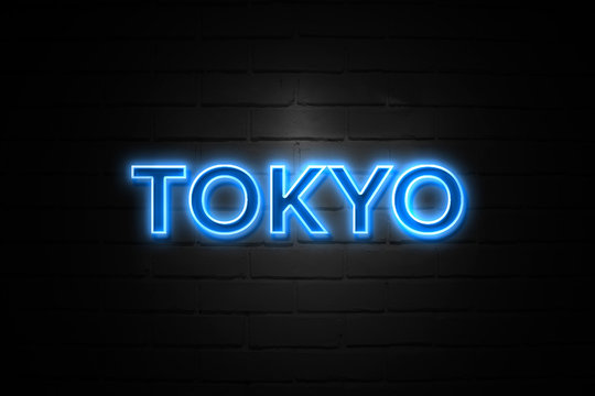 Tokyo  Neon Sign On Brickwall