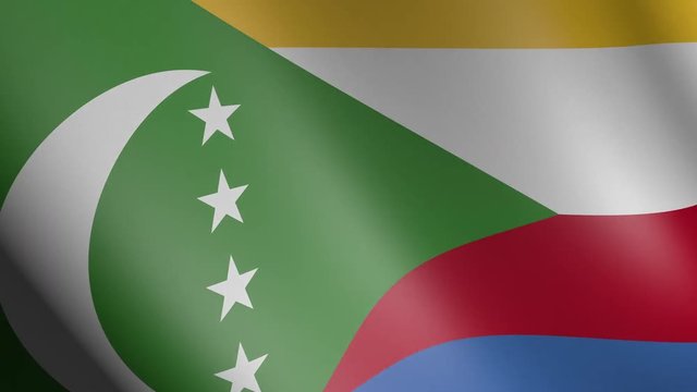 Flag of the Comoros with fabric texture, seamless loop