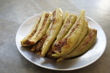 green pepper stuffed minced pork fried