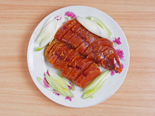 Slices of mullet roe on the white plate