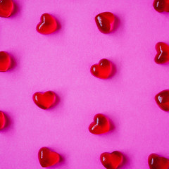 Valentines day background with heart shape candy
