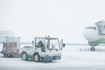 snow-covered airport and runway