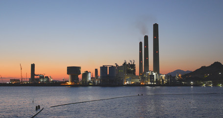 Power station in Lamma island at sunset