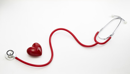 Red stethoscope with red heart