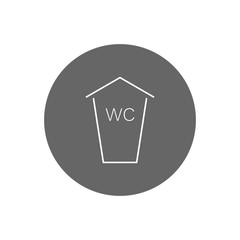 Public biotoilet WC cabin sign in circle. Vector icon.