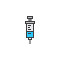 Syringe filled outline icon, line vector sign, linear colorful pictogram isolated on white. Medical injection symbol, logo illustration. Pixel perfect vector graphics