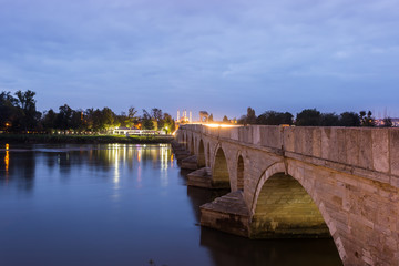 Fototapeta premium Meric Bridge on Meric River in Edirne, Turkey