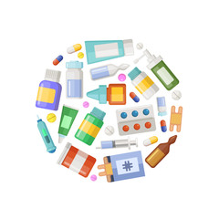 Vector pharmacy or medicines circle concept