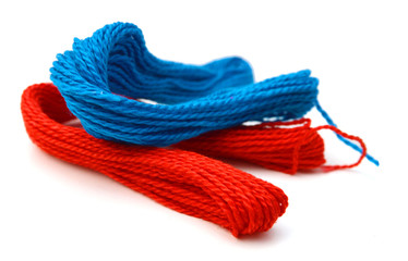 Color threads bunch isolated on white background cutout