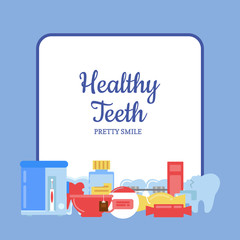 Vector flat style teeth hygiene icons