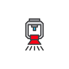 Sprinkler filled outline icon, line vector sign, linear colorful pictogram isolated on white. Fire extinguishing symbol, logo illustration. Pixel perfect vector graphics