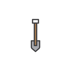 Short shovel filled outline icon, line vector sign, linear colorful pictogram isolated on white. Spade symbol, logo illustration. Pixel perfect vector graphics
