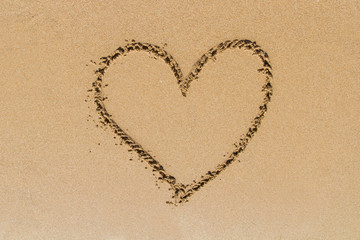 Fototapeta na wymiar Sign of Love Heart Shape on Sand