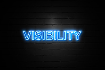 Visibility neon Sign on brickwall - obrazy, fototapety, plakaty