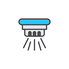 Ceiling fire extinguisher filled outline icon, line vector sign, linear colorful pictogram isolated on white. Fire sprinkler symbol, logo illustration. Pixel perfect vector graphics