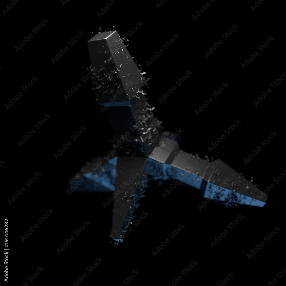 Poster 3d rendered geometric with cloned small particle objects with spikes. metal materials of surface wit