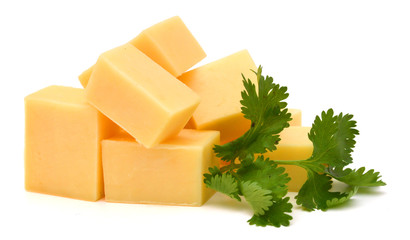 piece of cheese isolated on a white background