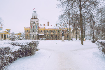 Old castle at Sigulda, Latvia. Travel photo.