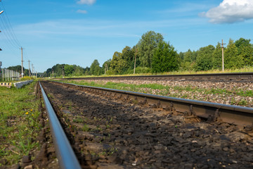 Fototapeta na wymiar Railway rails go into the distance