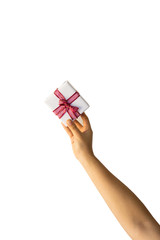 gift in the hand on white isolate background