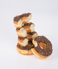 chocolate donuts on a white background
